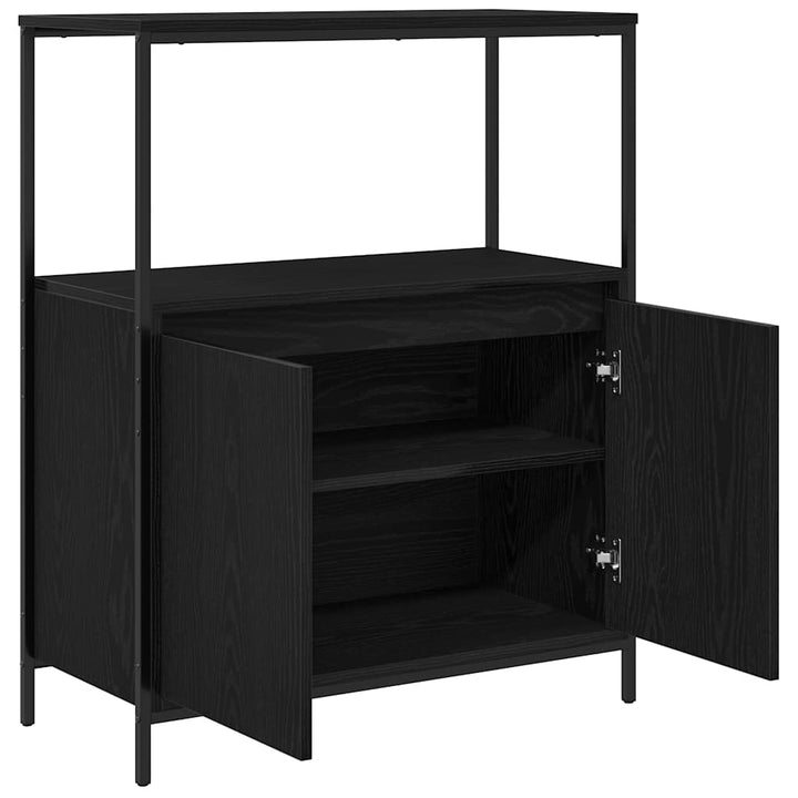 Badschrank Mit Regalen Schwarz Eichen-Optik 76,5X35X95 Cm Schwarz