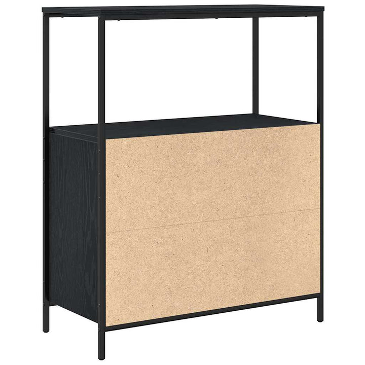 Badschrank Mit Regalen Schwarz Eichen-Optik 76,5X35X95 Cm Schwarz