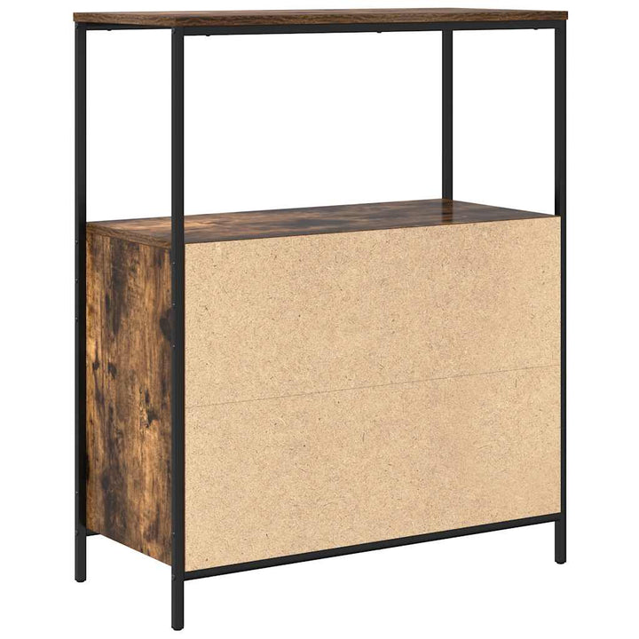 Badschrank Mit Regalen Räuchereiche 76,5X35X95 Cm Weiß