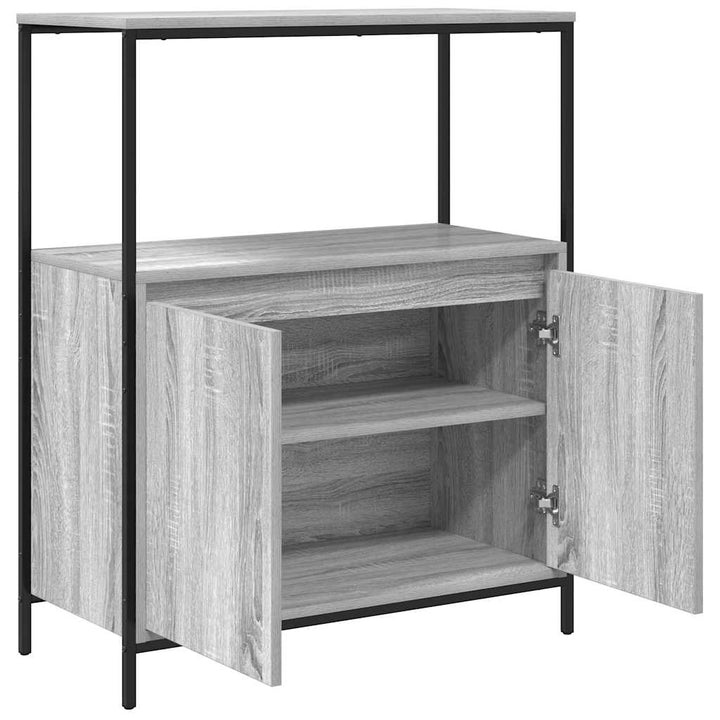 Badschrank Mit Regalen Grau Sonoma 76,5X35X95 Cm Schwarz