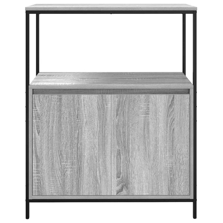 Badschrank Mit Regalen Grau Sonoma 76,5X35X95 Cm Schwarz