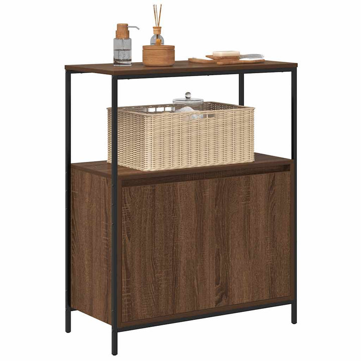 Badschrank Mit Regalen Braun Eichen-Optik 76,5X35X95 Cm