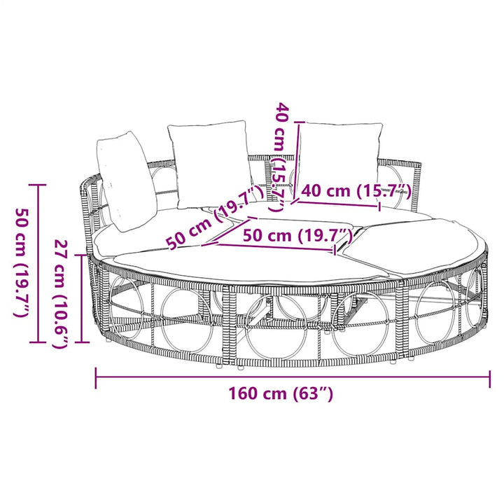 Outdoor-Loungebett Ohne Dach Poly Rattan