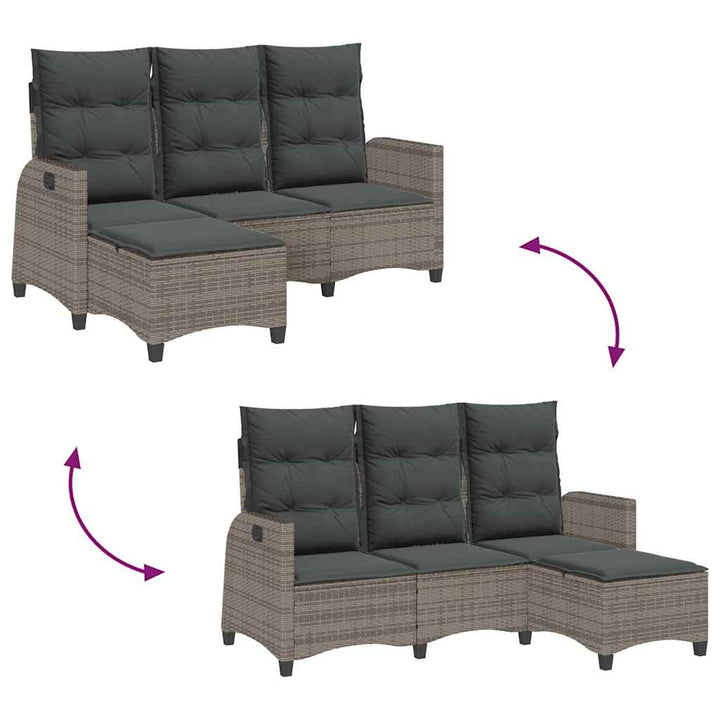 Gartensofa Mit Liegefunktion Kissen L-Form Poly Rattan