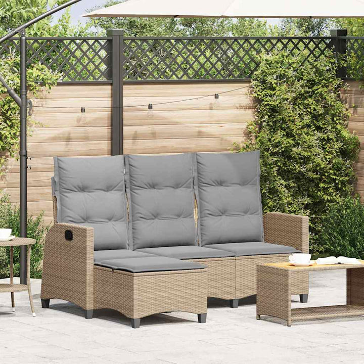 Gartensofa Mit Liegefunktion Kissen L-Form Poly Rattan