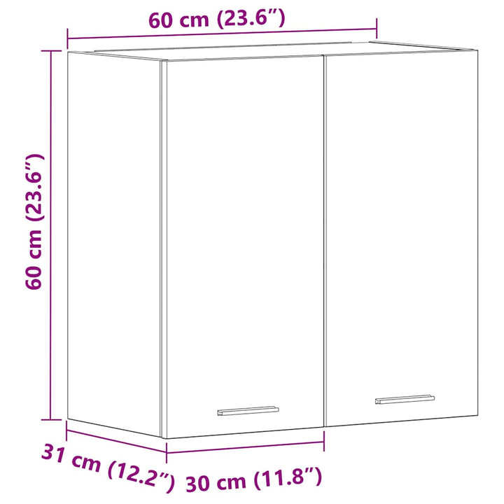 Küchenwandschrank -Optik 60X31X60 Cm Holzwerkstoff Altholz