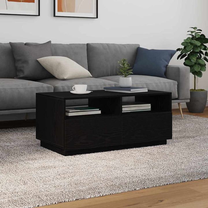 Couchtisch Mit Led-Leuchten Schwarz Eichen-Optik 90X49X40 Cm