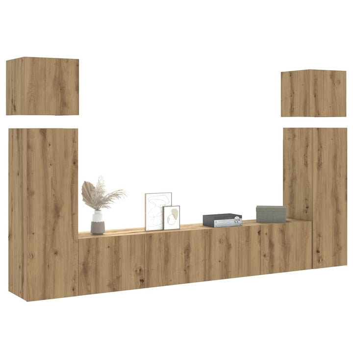 8-Tlg. Tv-Schrank-Set Wandmontage -Optik Holzwerkstoff