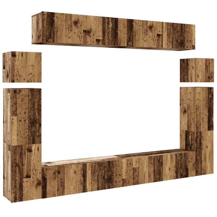 8-Tlg. Tv-Schrank-Set Wandmontage -Optik Holzwerkstoff