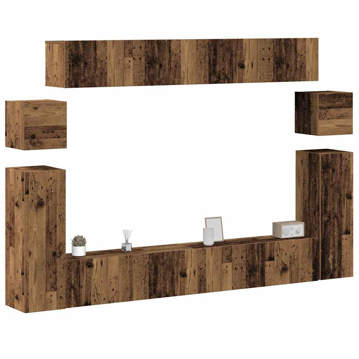 8-Tlg. Tv-Schrank-Set Wandmontage -Optik Holzwerkstoff