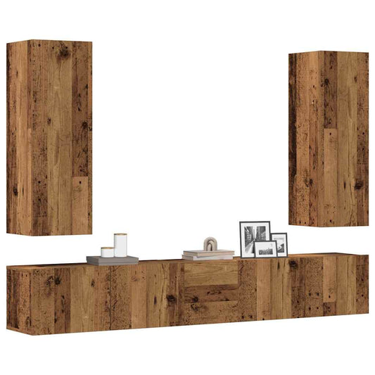 5-Tlg. Tv-Schrank-Set Wandmontage -Optik Holzwerkstoff