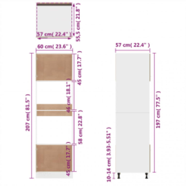 Mikrowellenumbauschrank Grau Sonoma 60X57X207 Cm Holzwerkstoff